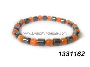 18cm Stone Beaded Hematite Stretch Bracelet